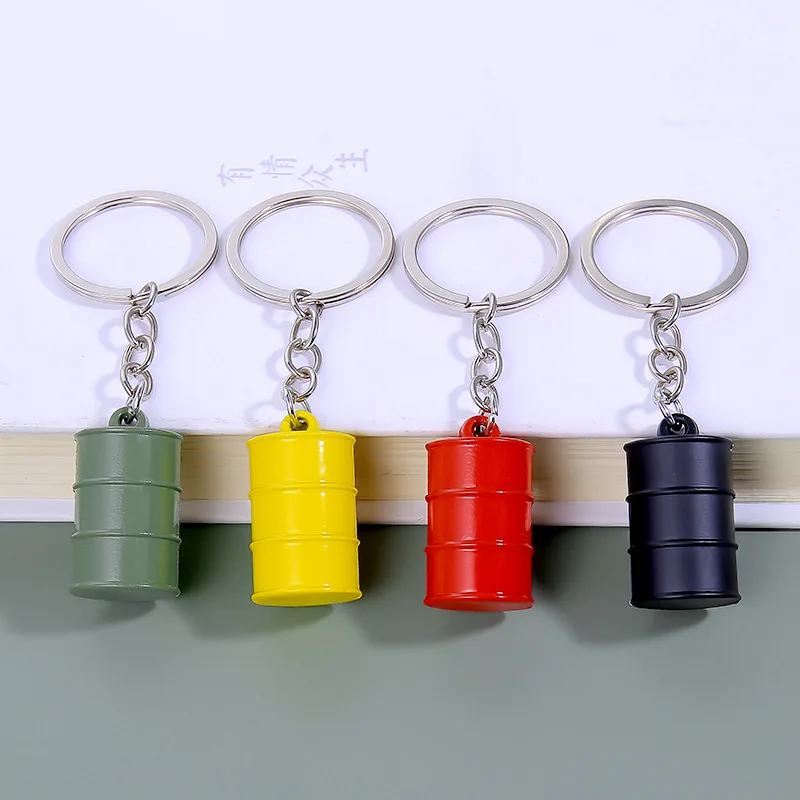 Mini Simulation Oil Drum Keychains Creative Fire Extinguisher Oxygen Tank Metal Keyring Accessories Men Backpack Car Trinkets