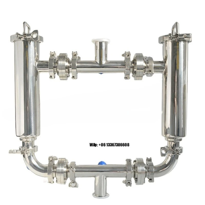 Filtro Dúplex Sanitario de Acero Inoxidable 304 316L de Alta Eficiencia para Chocolate, con Abrazadera Triple