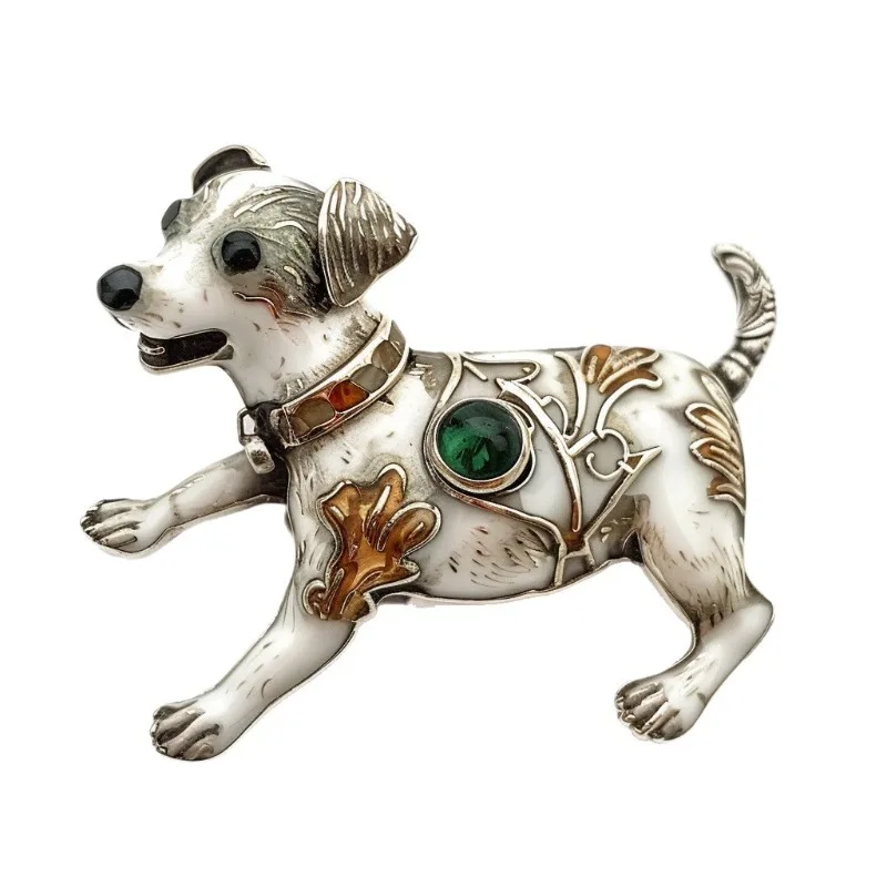 Cute puppy brooch, luxurious banquet animal holiday gift brooch, accessory corsage