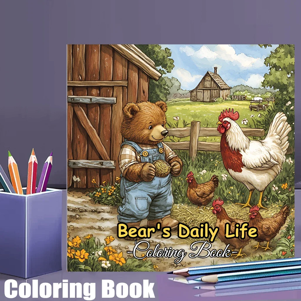 

Bears Daily Life Coloring Book for Adult | 28 Pages Colouring Book, Drawing Supplies for Christmas, Thanksgiving