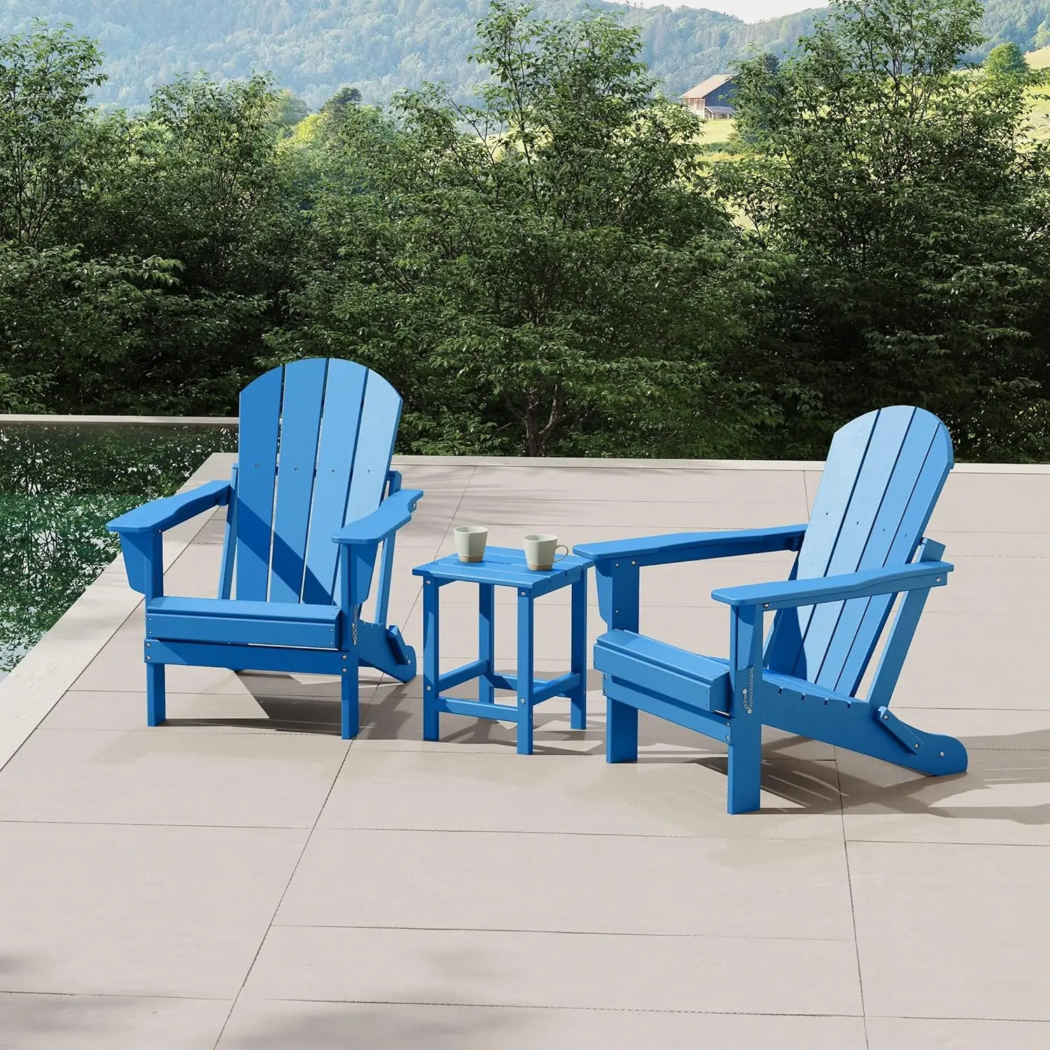 

Комплект из 3-х складных стульев Adirondack Malibu с приставным столиком, всепогодные уличные пластиковые стулья для патио и газона