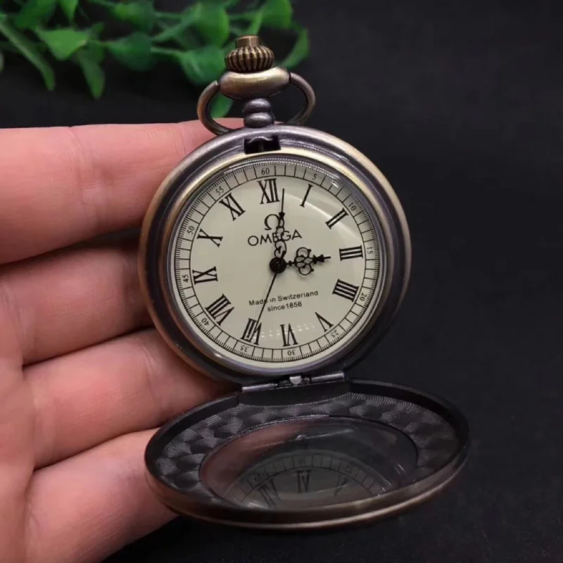 Antique Omega Mechanical Pocket Watch European Retro Double Shell Men's Crystal Pocket Watch Antique Collection World Famous Wat