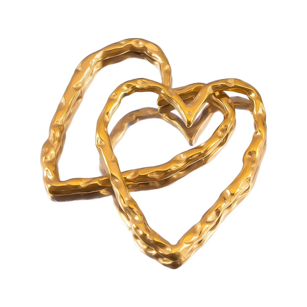 5pcs 304 Stainless Steel Irregular Heart Circle Hollow Charms Connectors for DIY Jewelry Findings Women Earrings Making Necklace