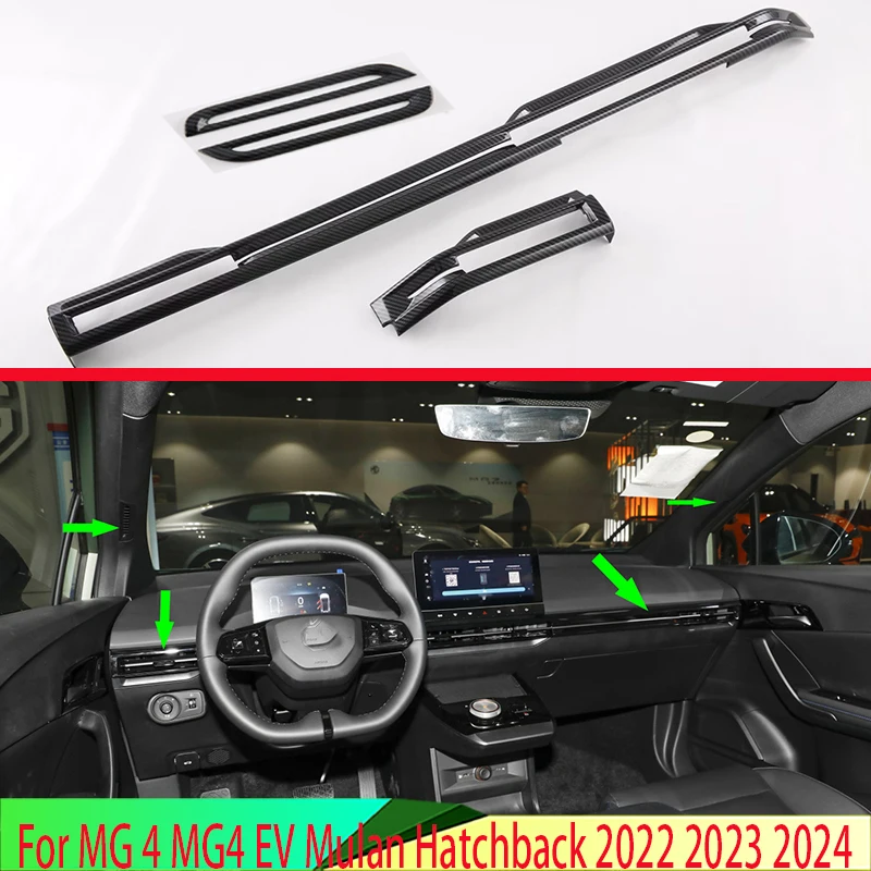 

For MG 4 MG4 EV Mulan 2022 2023 2024 Carbon Fiber Style Air Vent Outlet Cover Dashboard Trim Bezel Frame Molding Garnish