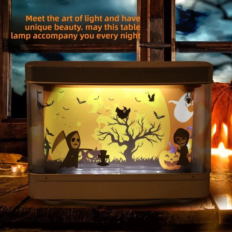 Halloween Ghost Night Light Fake Aquarium Decoration Halloween Light Gift Children's Bedroom Party Decoration Ghost Night Light