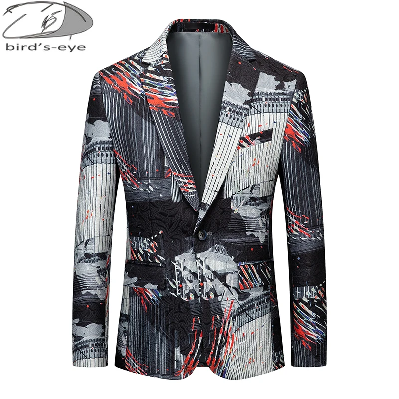 6XL Mens Luxury Printed Suit Night Club Stage Wedding Social Casual Suit Slim Formal Fit Casual Men Blazer Jacket Plus Size