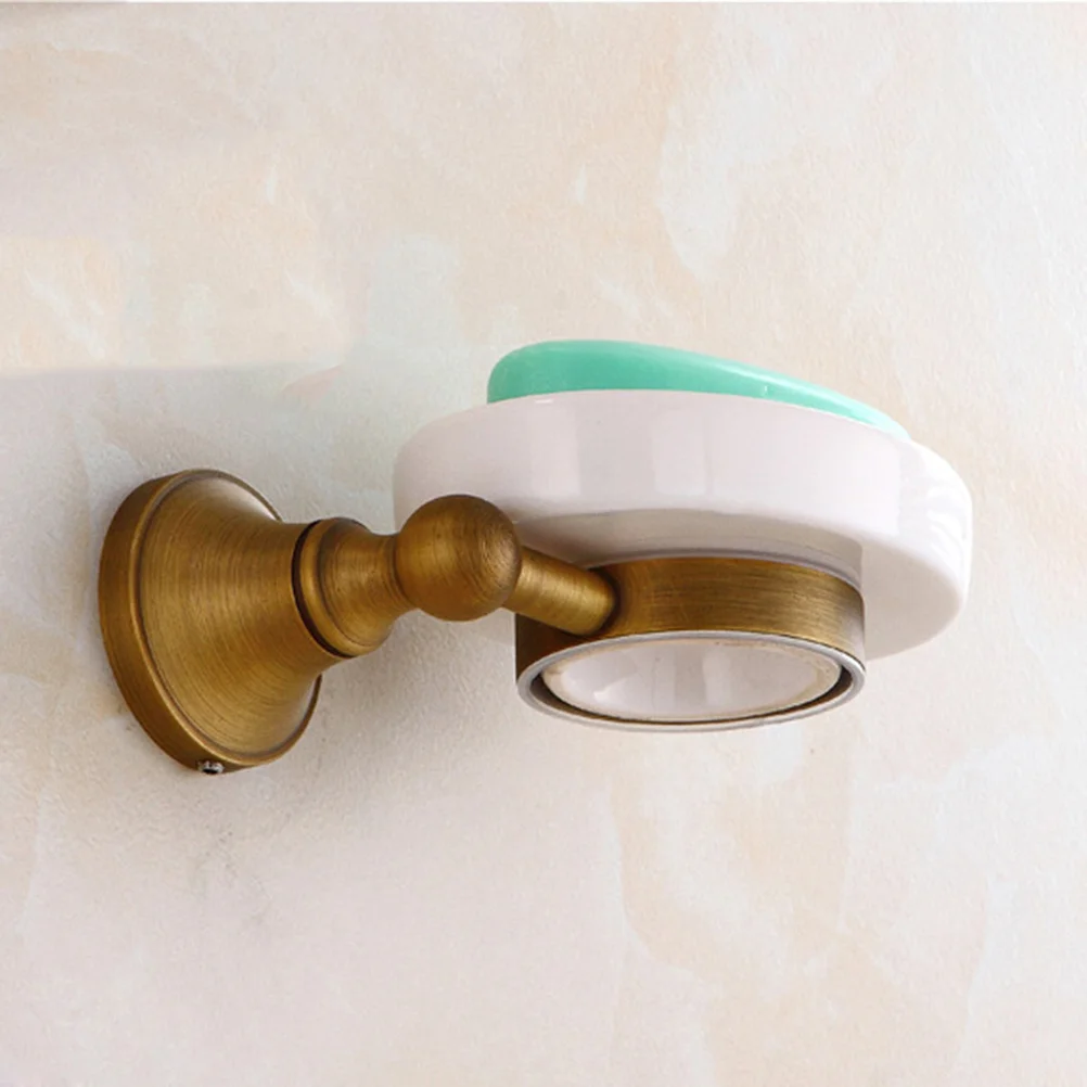 

Copper Wall Mounted Soap Holder with Ceramic Tray Modern Minimalist Bathroom Organizer Space Saving Soap Shelf