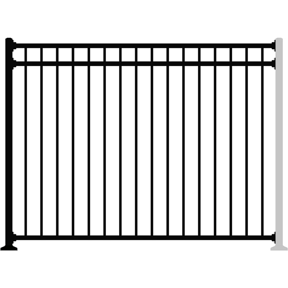 - Black Steel Fence Panel Style Easy Installation Fence Kit, Outdoor Fencing for Yard, Garden, 3-Rail Rackable, Include a Fence