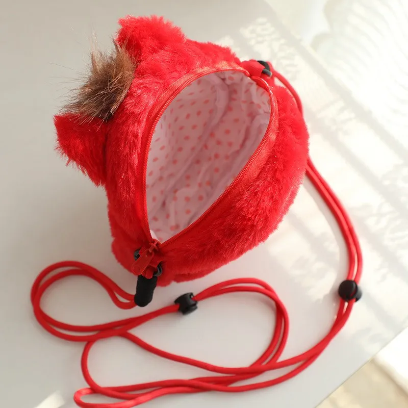 Linda Bolsa de Peluche con Forma de Caballo de Dibujos Animados, Bolsa de Hombro para Niños, Monedero de Pony Triste y Feliz, Bolsa Peluda, Regalo de Año Nuevo o Cumpleaños para Niños