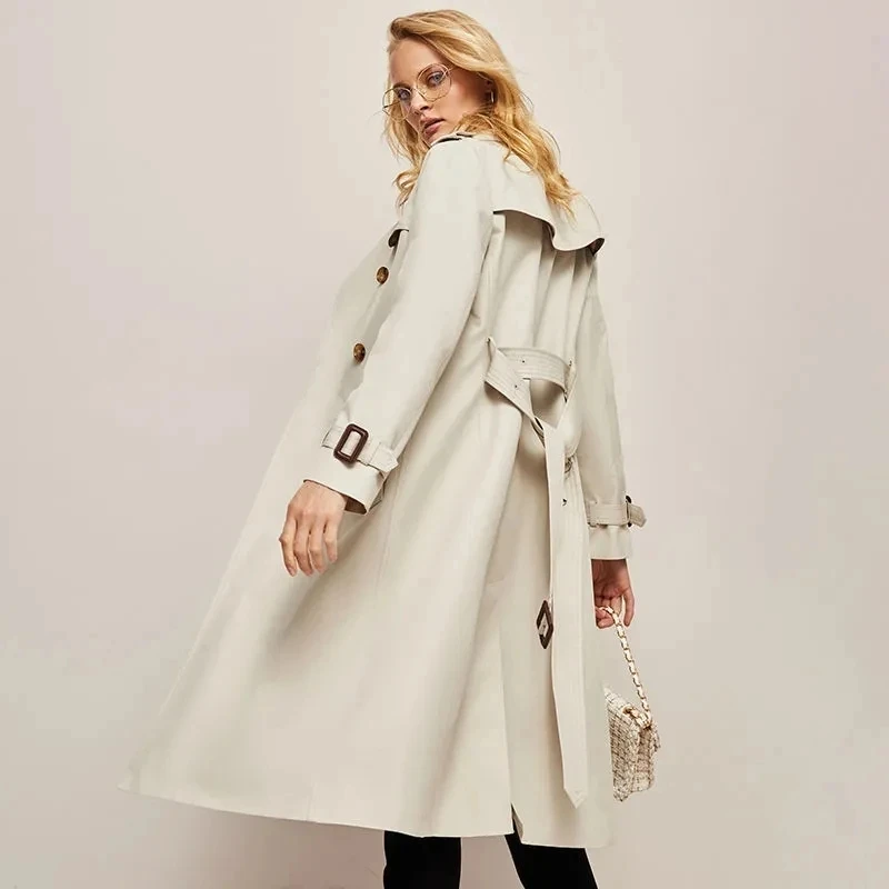 

2024 Spring And Autumn Youthful Woman Clothes Women's Trench Coat New In Outerwears Double Breasted Pockets Overcoat Female