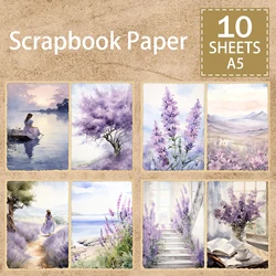 10 Sheets A5 Size Purple Lavender Dress Girls Background Vintage Grunge Journal Planning Scrapbooking