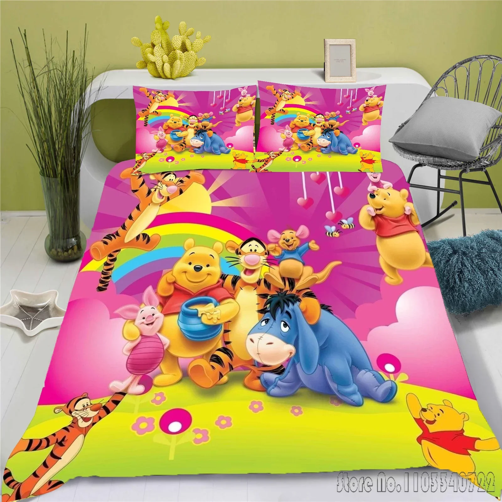 

Winnie The Pooh Tigger Duvet Cover Set For 3D Children, King Size Bedding, Comforter Sets, 100% Polyester