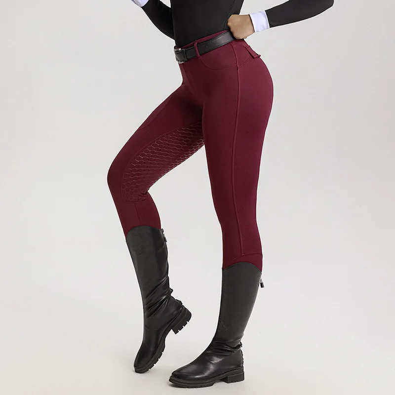 High Waist Horse Riding Pants Full-seat  Silicone Grip Equestrian Pants for Women Men Breathable Slim Fit Breeches with Pockets