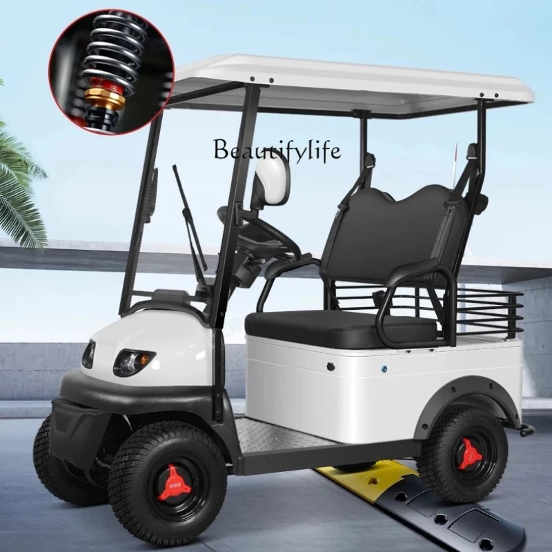 Electric four-wheel scenic spot with shed sightseeing car double row seat scooter for the elderly E600