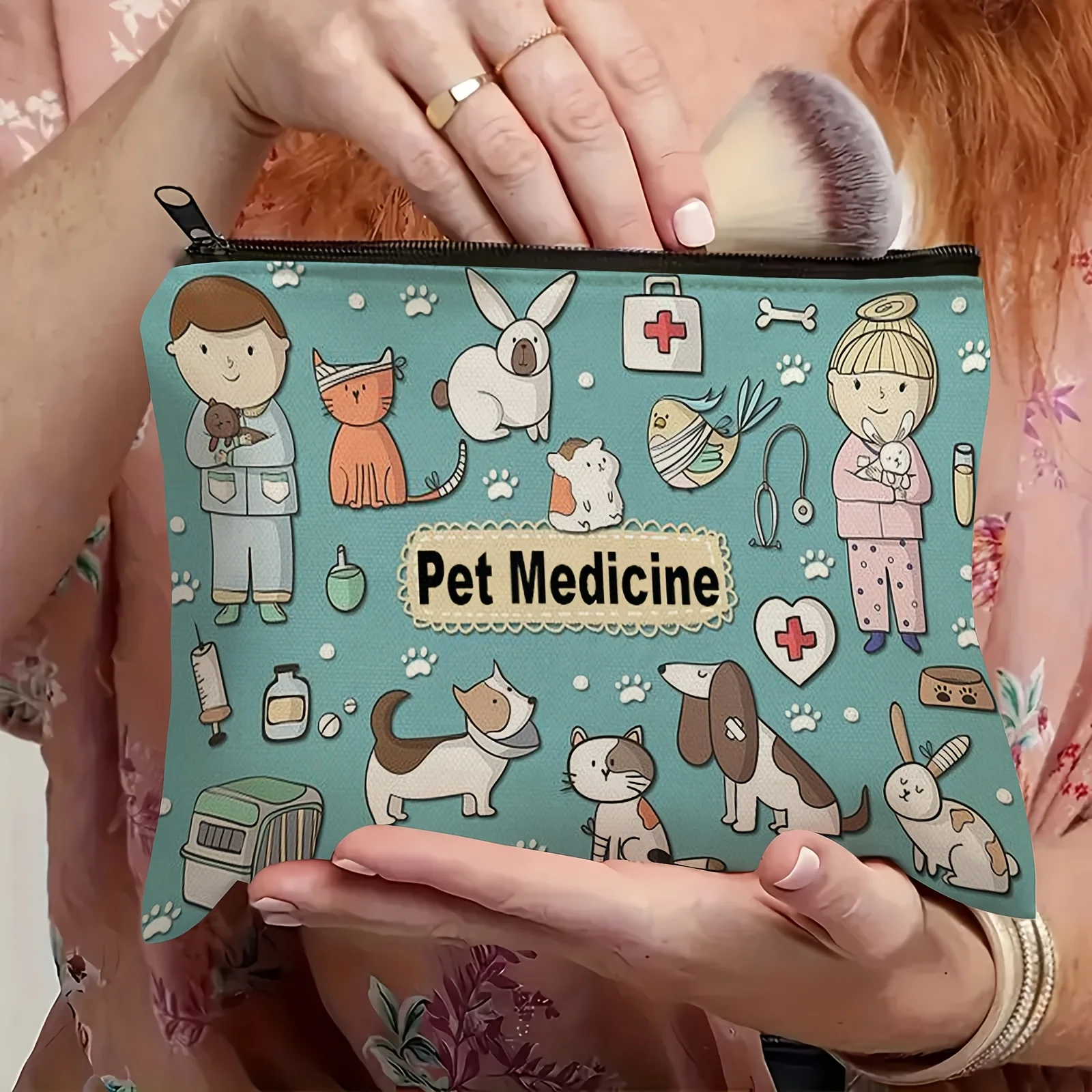 Un joli sac à cosmétiques pour médicaments pour animaux de compagnie – Adorable pochette multifonctionnelle à fermeture éclair pour femmes, sac de rangement de bijoux