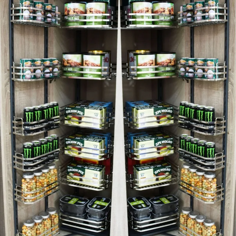 Multi-layer storage high cabinet, pull basket stainless steel linkage function pull basket