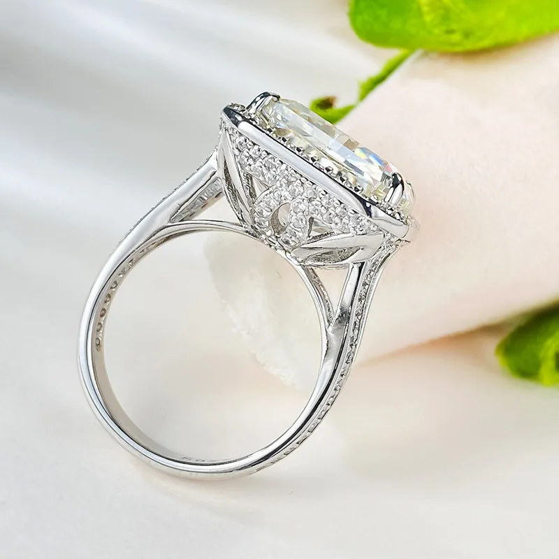 Square High Carbon Diamond s925 Silver Rings 13*13mm 5A Grade Big Stone Stunning Ring Fine Jewelry - view 6