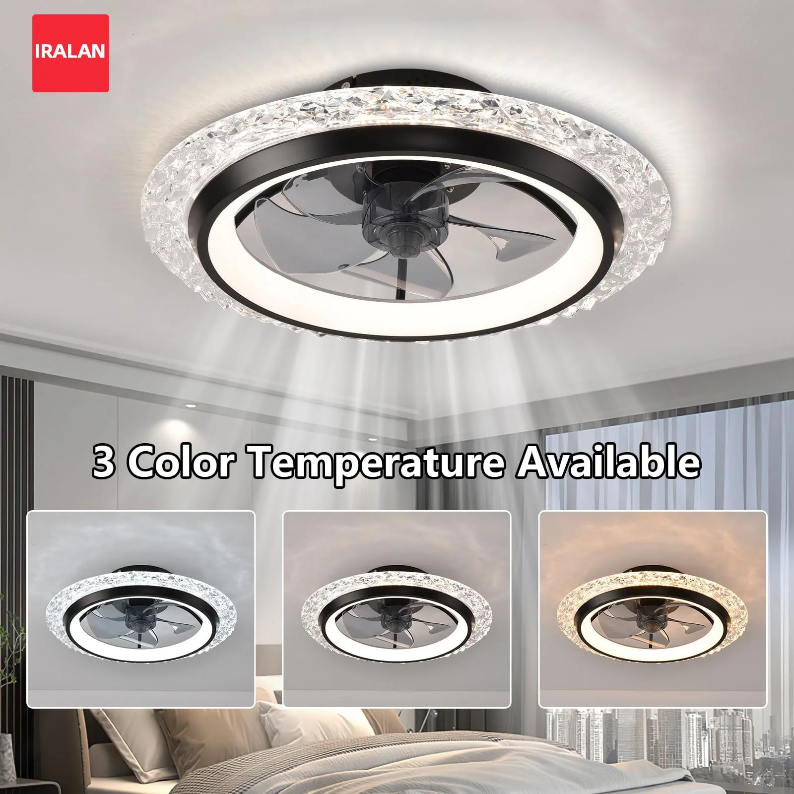 Energy Efficient LED Ceiling Fan Lmap Remote & App Smart Ceiling Fan with Light Bedroom Restaurant White Home Interior Light