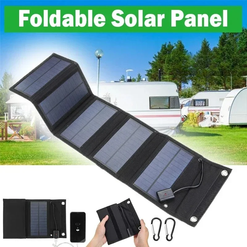 NEW 5V Foldable Solar Panel Charger USB Output Waterproof For Phone Power Bank Emergency Camping Hiking Outdoor