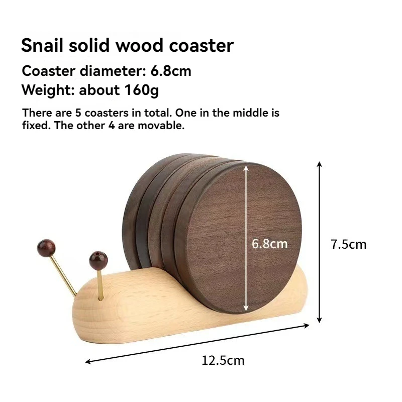 2025 New Fashion Black Walnut Cartoon Snail Decompression Creative Tea Cup Mat Decoration Insulated Tea Coffee Mug Coaster