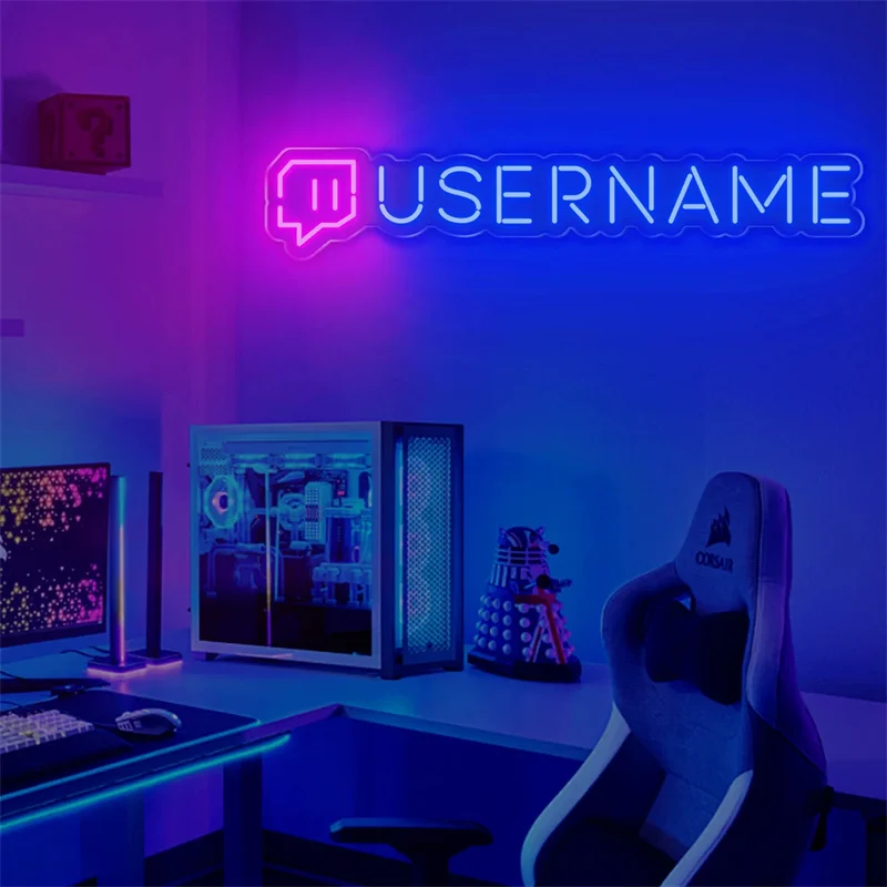 Custom Twitch Username Neon Sign, Gamer Tag Personalized Gift For Gamers Neon Light Wall Decor Gaming Room Decor