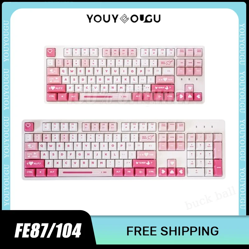 

irok FE87/104 Wired Keyboard Valentine's Day Restrictions Gamer Mechanical Keyboard PBT 87keys keycap Sole Mode Esports Keyboard