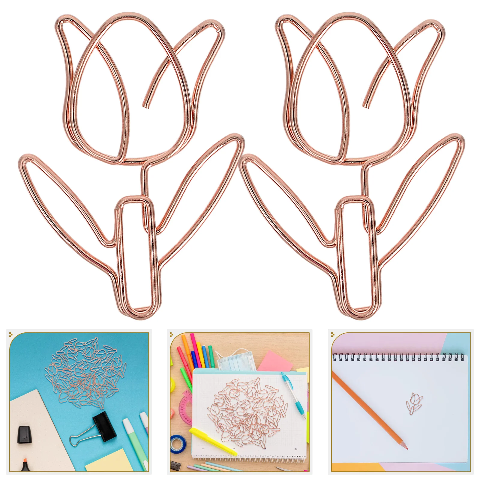 

24PCS Shaped Paperclips Metal Colorful Flower Clips Cute Cartoon Office Supplies Decorative Document for School