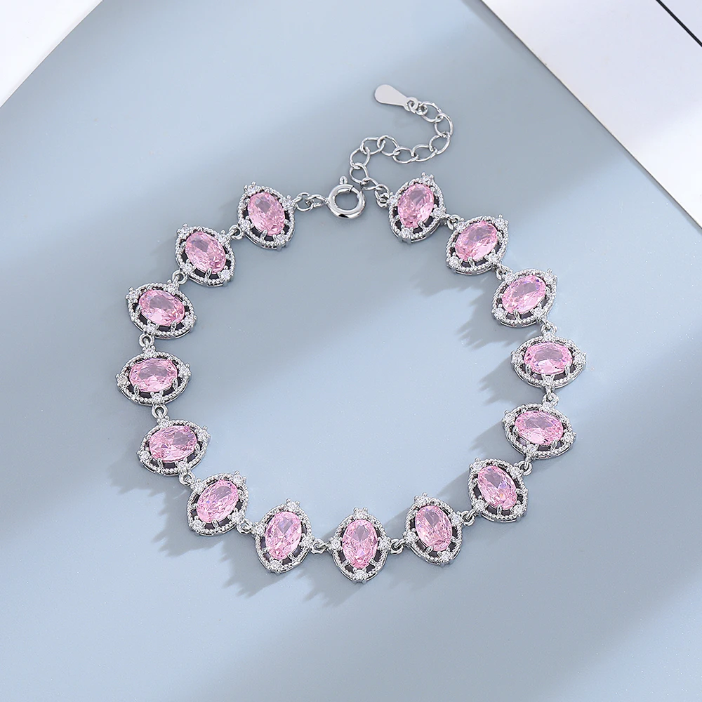 أساور روبي حمراء أنثى ريال S925 سوار من الأحجار الكريمة الفضية لهدية عيد ميلاد الطالب