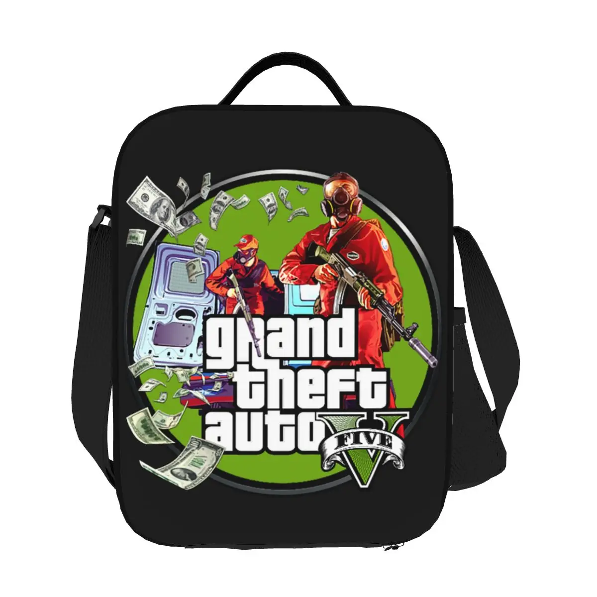 

Custom Grand Theft Auto Lunch Bag Men Women Cooler Thermal Insulated Lunch Box for Kids School Children