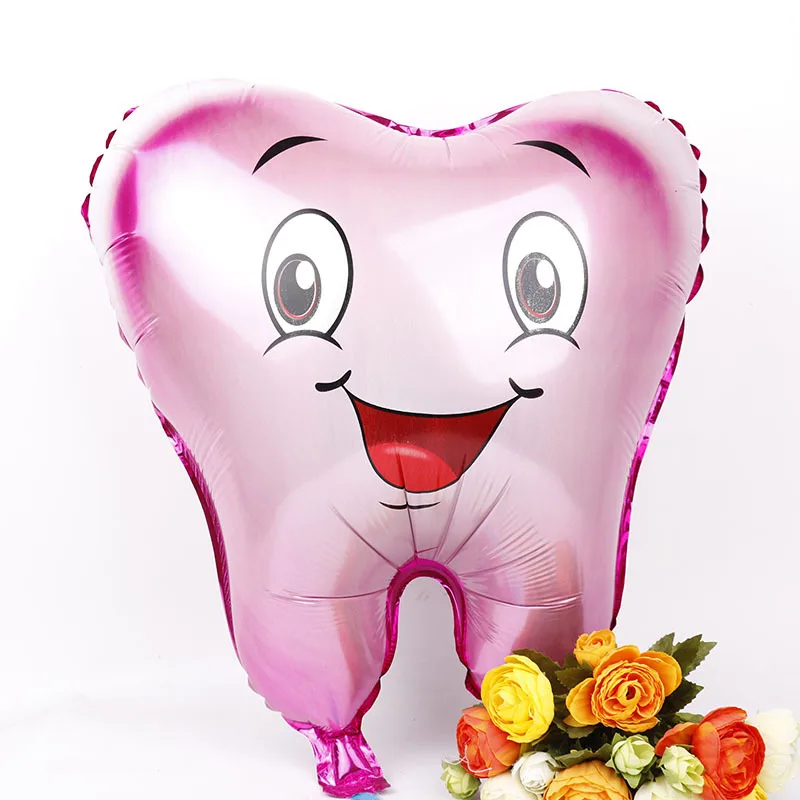 200pcs Smile Tooth Foil Balloons 49x56cm Lovely Teeth Inflatable Globos for Baby Shower Birthday Party Decorations