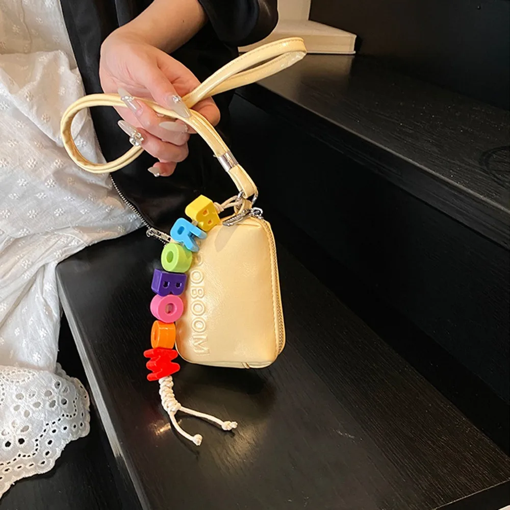

Multifunctional Small Square Wallet PU Leather Single Shoulder Halterneck Coin Purse Durable Solid Color Lipstick Storage Bag