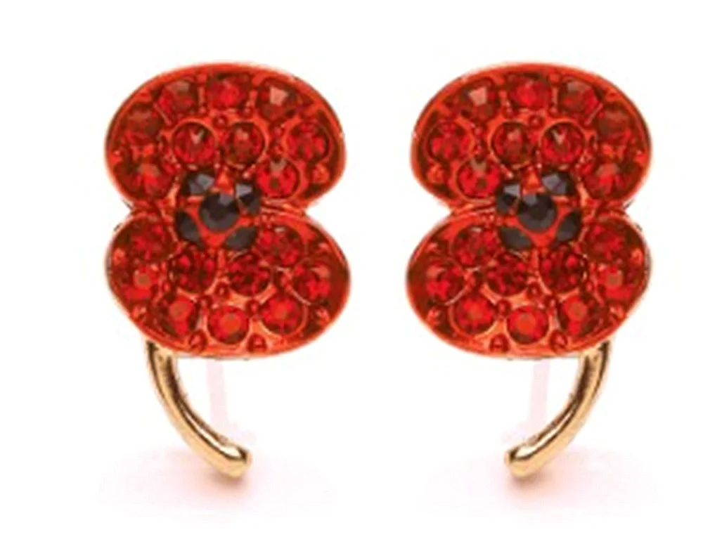 Red Poppy Stud Earrings for Women Vintage Flower Memorial Jewelry Red Oil Drop Earrings Gift Wholesale