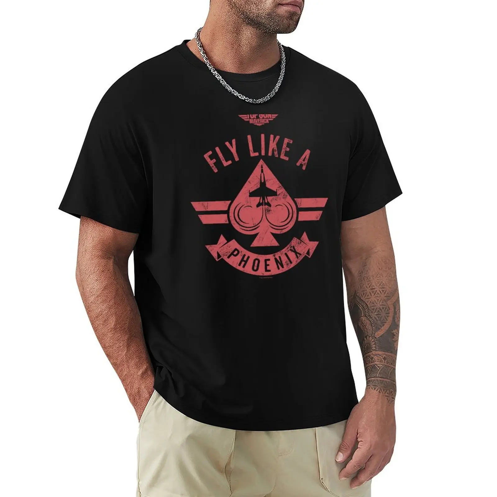 Top Gun: Maverick Fly Like A Phoenix Spade Card Logo T-Shirt Outdoor Work Short Sleeve Top