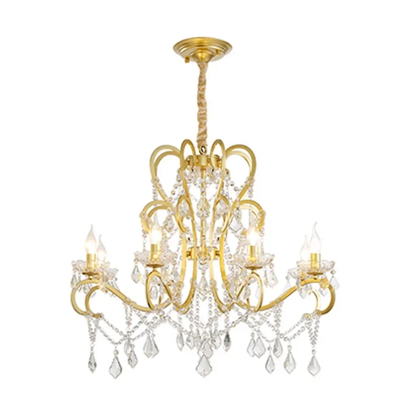 French court style princess room crystal chandelier rural pastoral American luxury retro warm living room bedroom chandelier