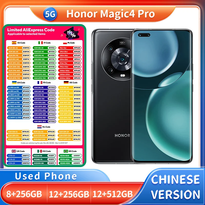 هاتف ذكي HONOR Magic4 Pro 5g مقاس 6.81 بوصة IMAX بطارية 4600 مللي أمبير في الساعة NFC 50MP + 64MP OIS هاتف مستعمل مضاد للاهتزاز