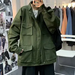 Hong Kong Style Retro Trendy Brand Men Spring and Autumn Multi-pocket Loose Versatile Trendy Functional Style Baseball Jacket