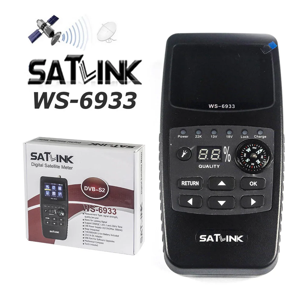 Originale Satlink WS-6933 Satellite Finder DVB-S2 FTA CKU banda Satlink Digital Satellite Finder Meter WS 6933 spedizione gratuita