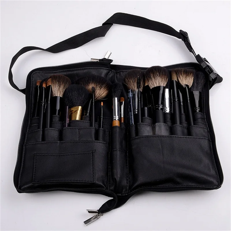 

Multi-function 1PC PU Storage Bag Cosmetic Bag Makeup Brush Bag With Zipper Belt For Professional Makeup Artist Large Capacity