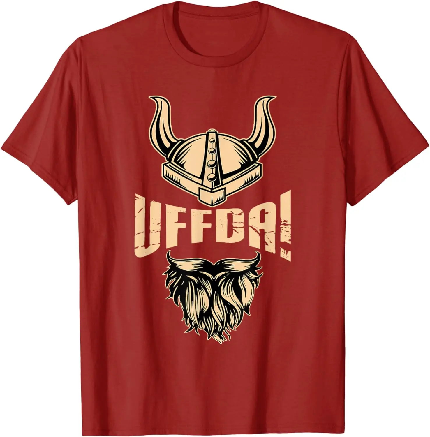 Uff Da American Norwegian Quote Roots  Helmet Beard T-Shirt
