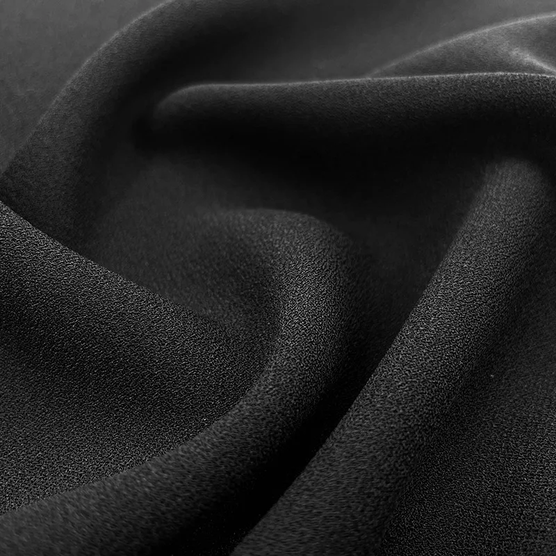 2 Yards Black chiffon linen fabric, fashionable, non-transparent, wrinkle-resistant material Fashion dress, gown, and top fabric