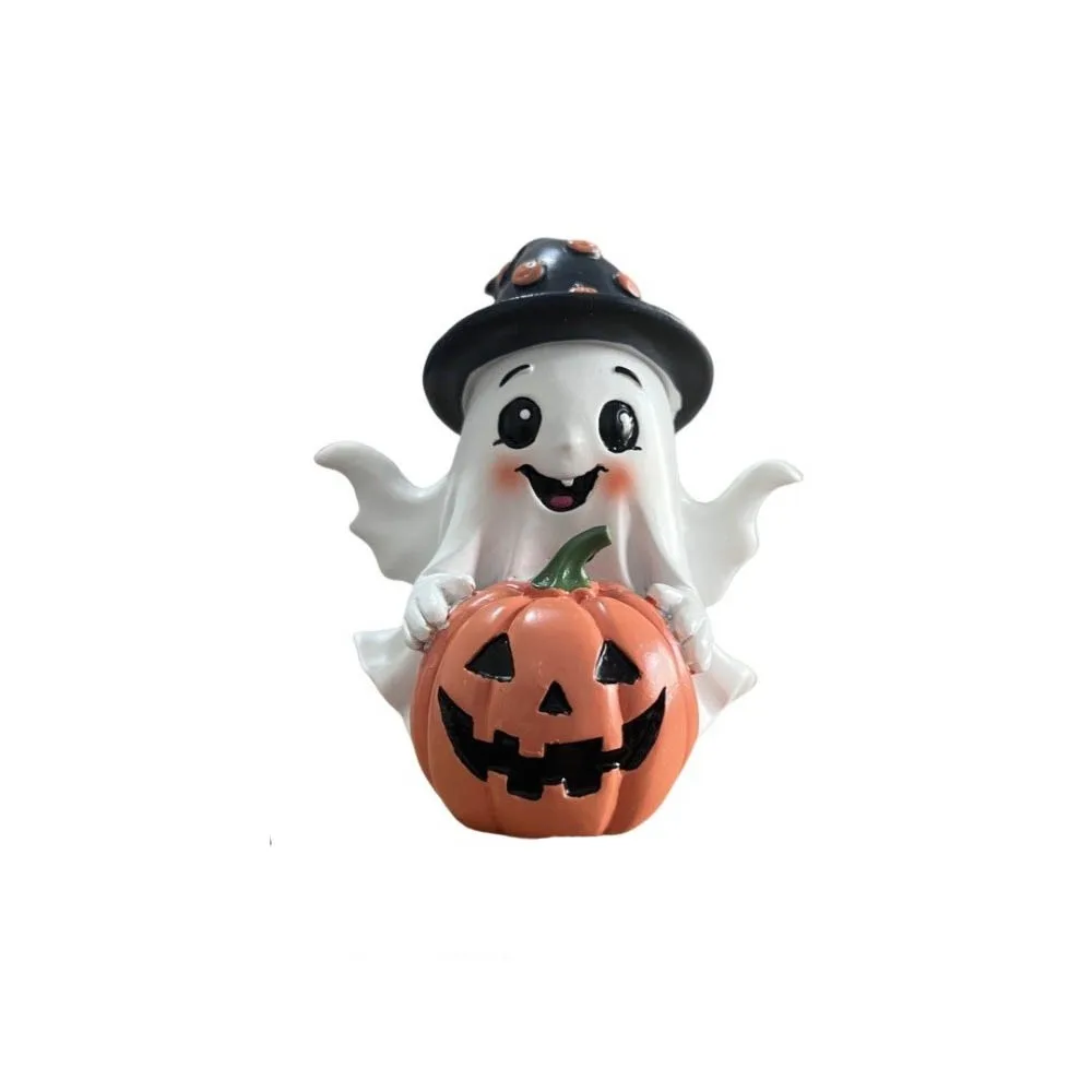 

Unique Halloween Pumpkin Ghost Figurine Resin Handmade Decorations Halloween Party Decoration Craft Funny Pumpkin Statue
