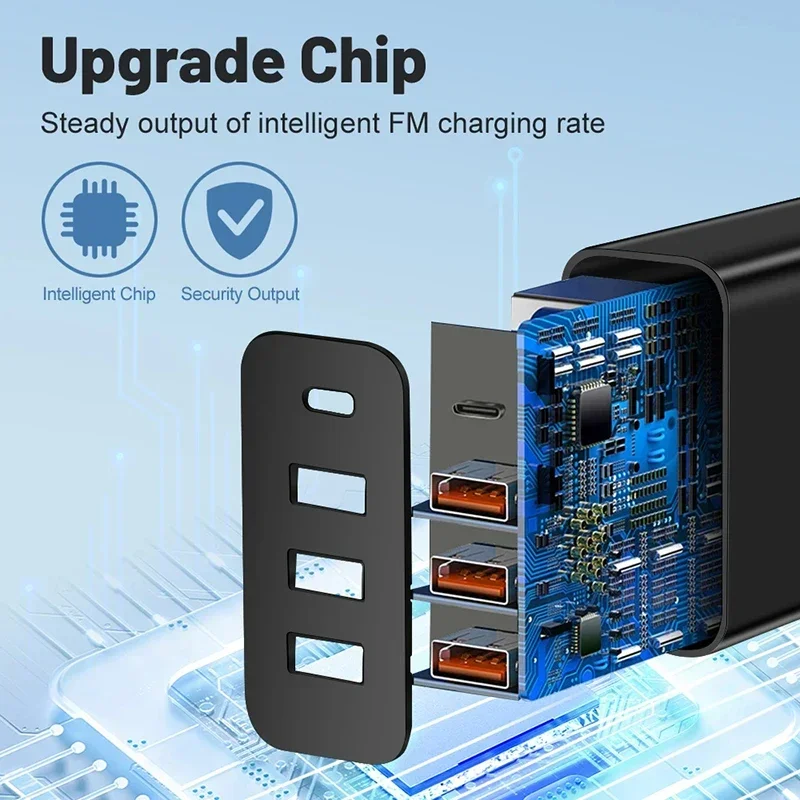 Lenovo Original 67W Phone Charger 3 USB Ports + PD Fast Charging Type C Multi Port Travel Adapter for Xiaomi iPhone Samsung