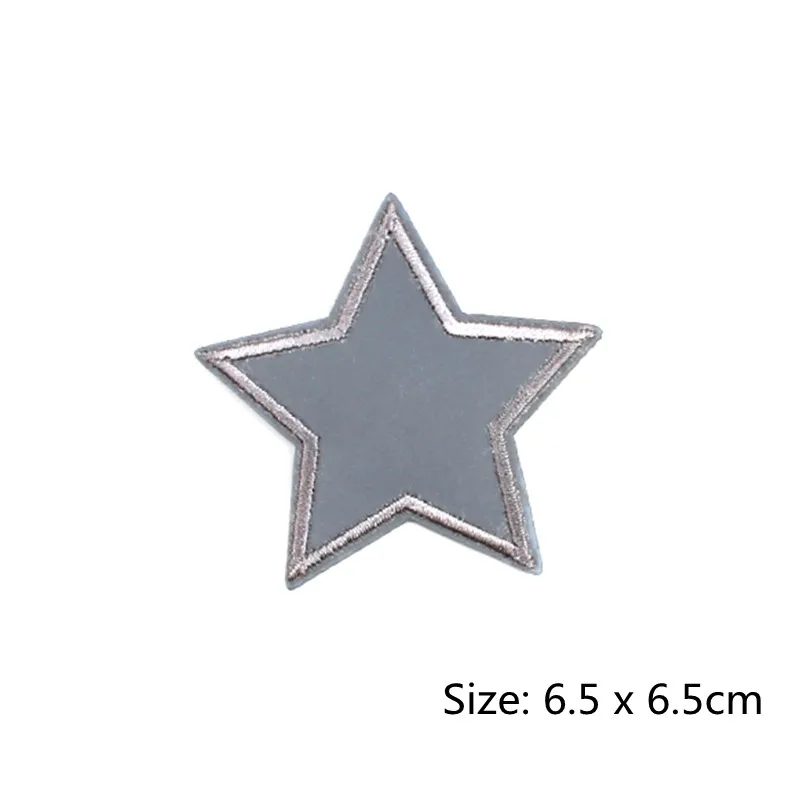 10pcs Embroidery Refective Clothing Star Patches Iron On Silver-Grey Stickers DIY Clothes Patch Sew On Denim Badge Appliques