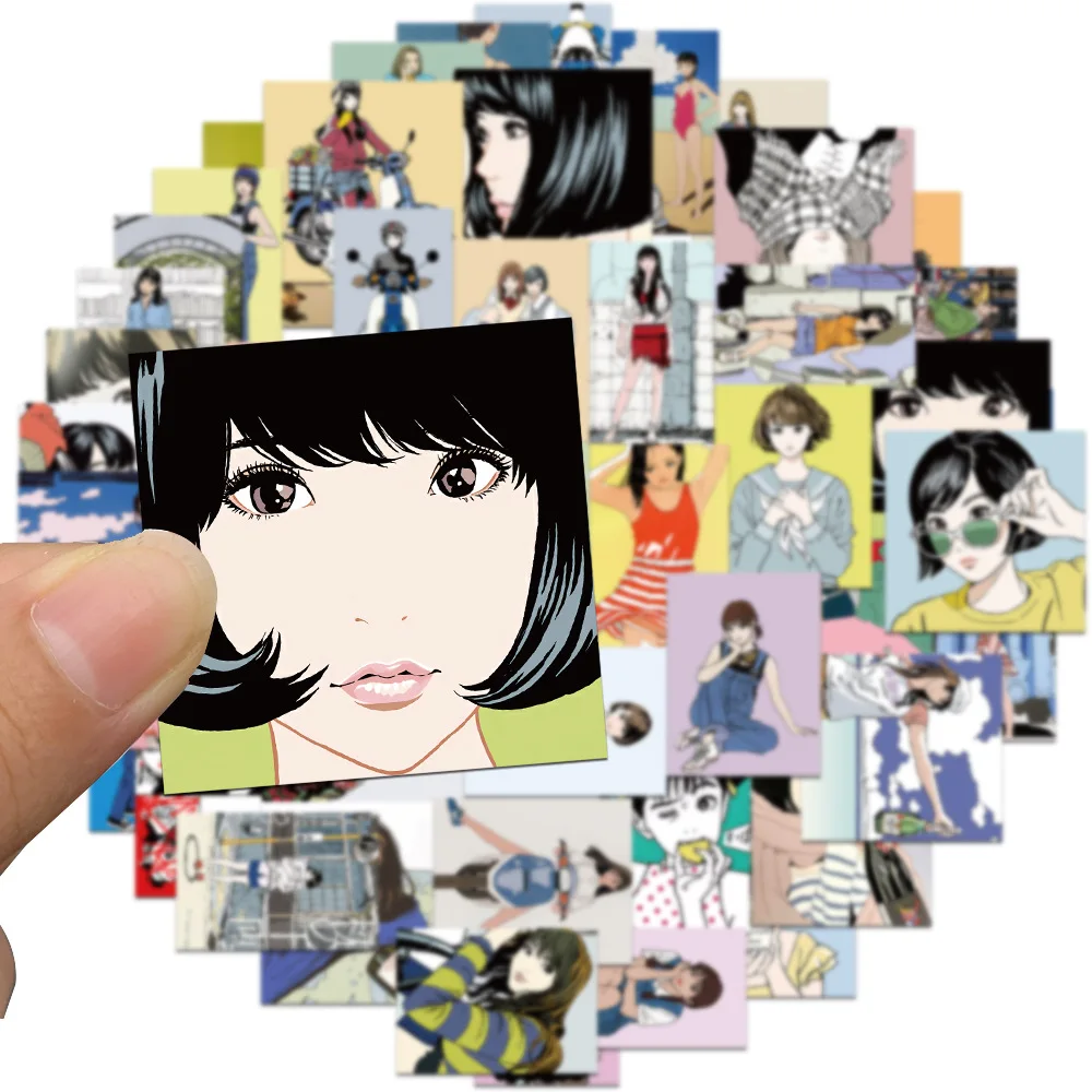 10/50pcs japanische Comic Mädchen Aufkleber Retro Mädchen Wasser Tasse Helm Laptop Telefon Skateboard Notebook Aufkleber wasserdichte Aufkleber