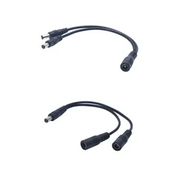 1pc 2 way DC Power adapter Cable 5.5mmx2.1mm 1 to 2 Male Female Splitter connector Plug extension for CCTV LED strip light c1