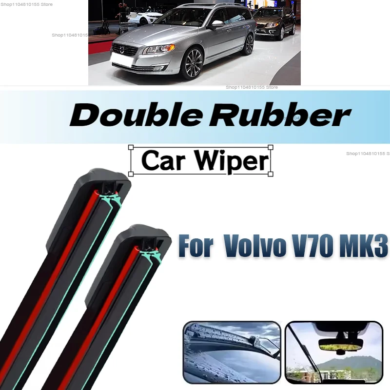 

3PCS Car Wiper for Volvo V70 MK3 2007-2016 Front Rear Windshield Windscreen Wiper Blade Rubber Accessories