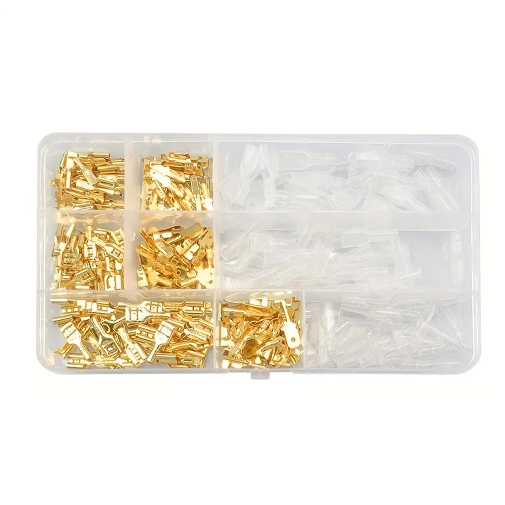 

Набор разъемов для электрических проводов, 315 шт., золотые обжимные клеммы 2, 8, 4, 8, 6, 3 мм с плоскогубцами для автомобильных аудио и железнодорожных систем