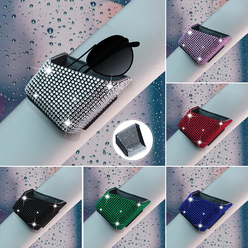 New Luxury Crystal Car Storage Bag Hanging Glasses Phone Holder Storage Organizer Decor Bling Car Accessories Interior for Woman