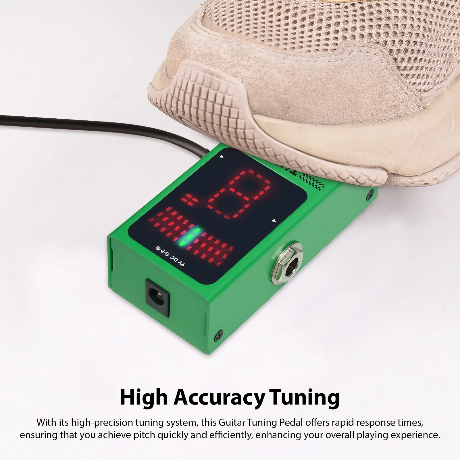 Guitar Effects Pedal Tuner with True-Bypass High Precision Tuning System Fast Response HD Display Auto Mute Output Guitar Pedal