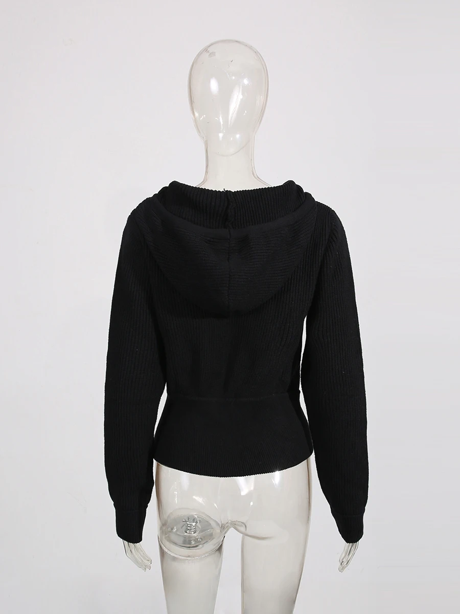 ROMISS الصلبة فضفاضة تقسم سستة البلوزات الموضة للنساء الخامس الرقبة طويلة الأكمام المرقعة جيوب سترة الملابس النسائية #5